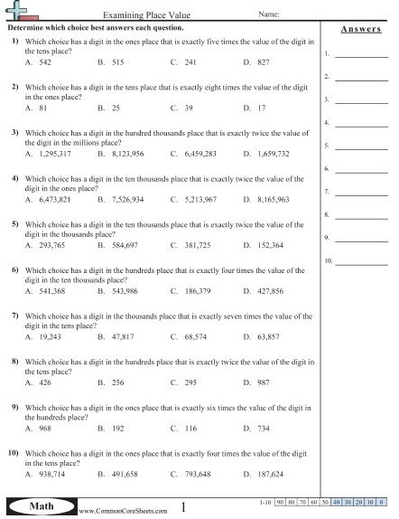  Value Place Value Worksheets Free CommonCoreSheets
